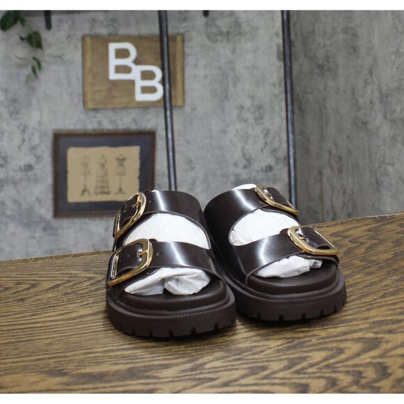 NWT Mia Womens Gen Double Buckle Flat Sandals GS1488501 Coffee Brown 7M - Picture 4 of 8